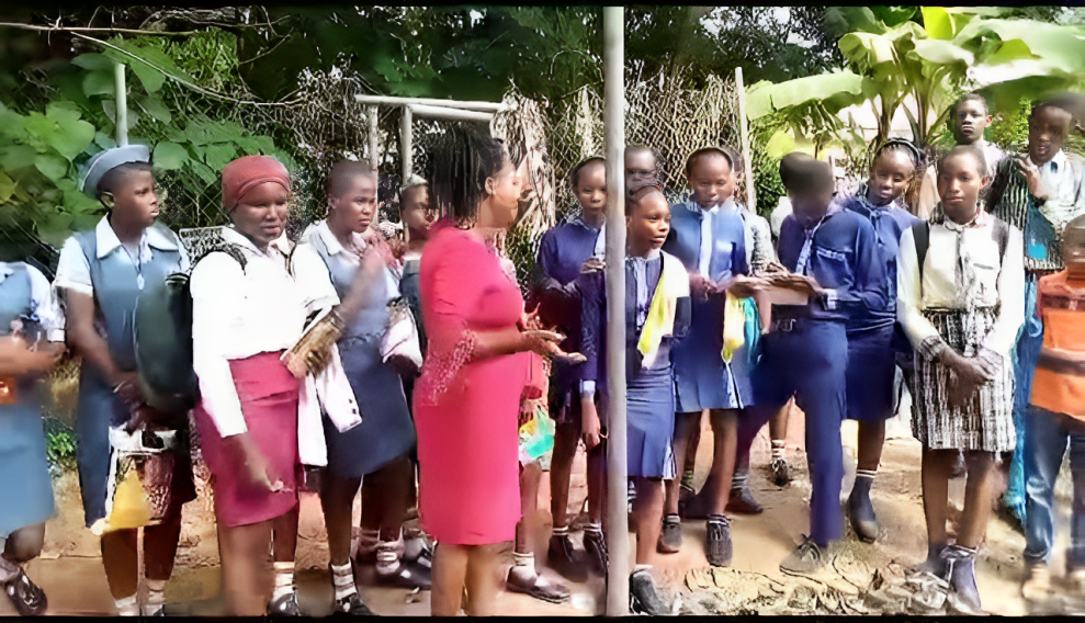 students learning about the significance of nurturing and promoting biodiversity through proper nursery practices and the need to venture into Nursery practices. Led by Mrs Umeh from the department of Forestry and Wildlife Nnamdi Azikewe University Awka.